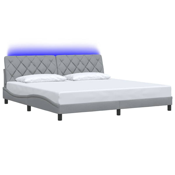 vidaXL LED Bed Frame without Mattress Light Gray 200x200 cm Fabric