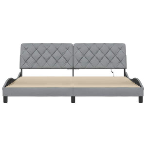 vidaXL LED Bed Frame without Mattress Light Gray 200x200 cm Fabric