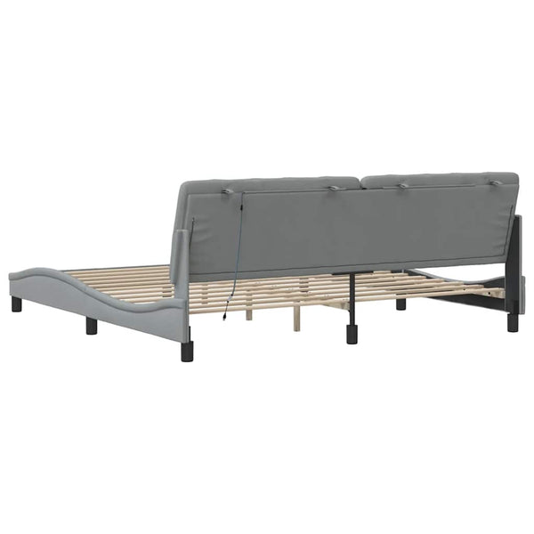 vidaXL LED Bed Frame without Mattress Light Gray 200x200 cm Fabric