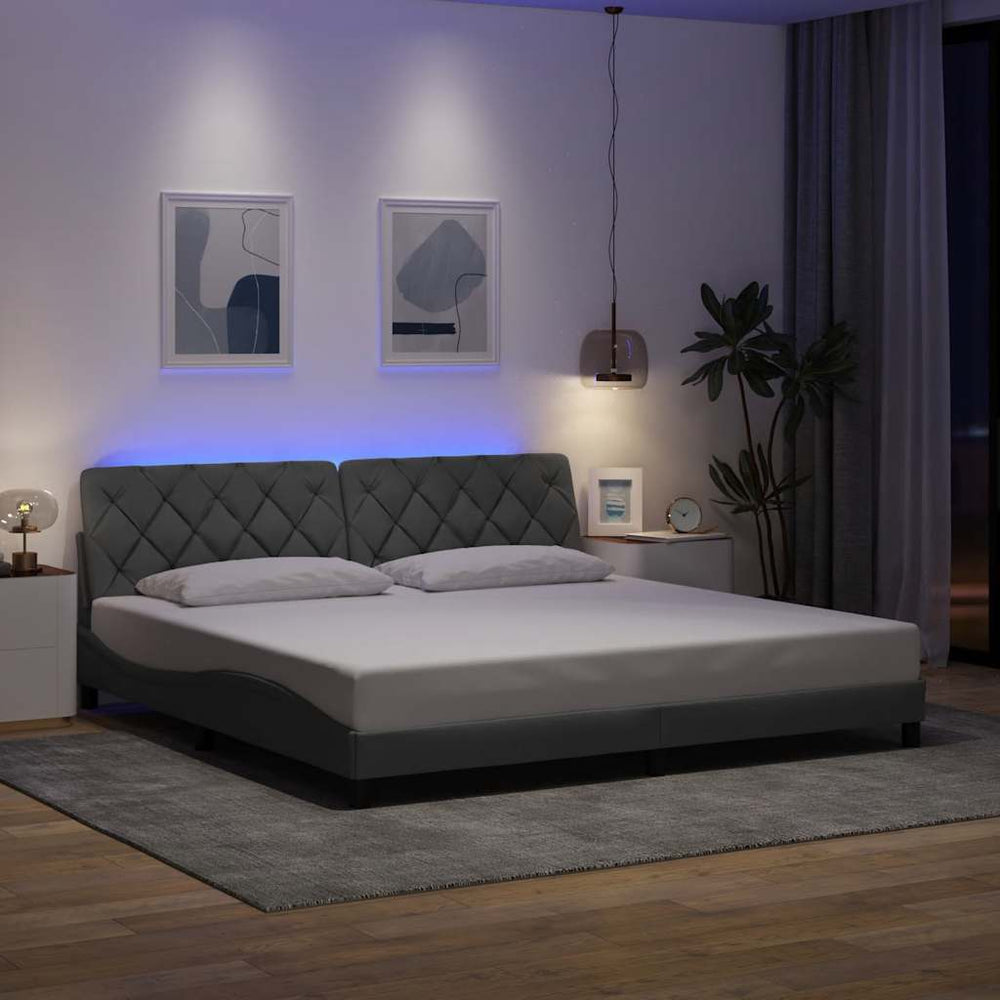 vidaXL LED Bed Frame without Mattress Light Gray 200x200 cm Fabric