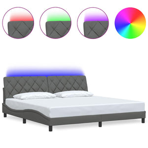 vidaXL LED Bed Frame without Mattress Dark Grey 200x200 cm Fabric