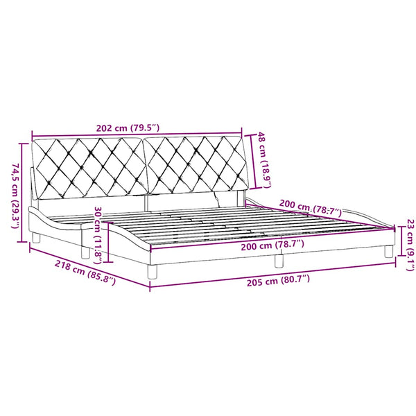 vidaXL LED Bed Frame without Mattress Dark Grey 200x200 cm Fabric