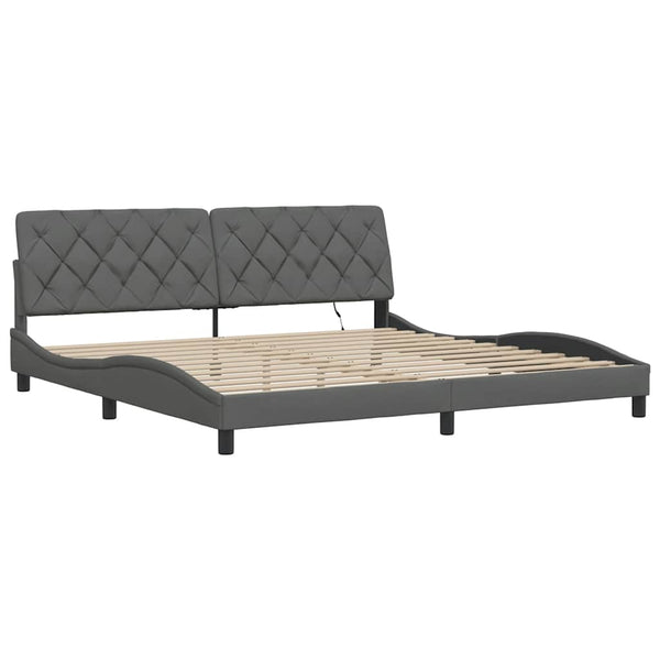 vidaXL LED Bed Frame without Mattress Dark Grey 200x200 cm Fabric