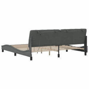 vidaXL LED Bed Frame without Mattress Dark Grey 200x200 cm Fabric