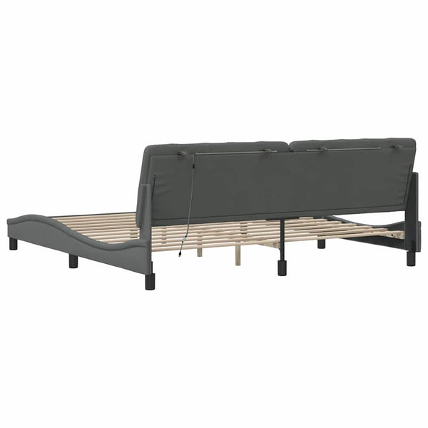 vidaXL LED Bed Frame without Mattress Dark Grey 200x200 cm Fabric