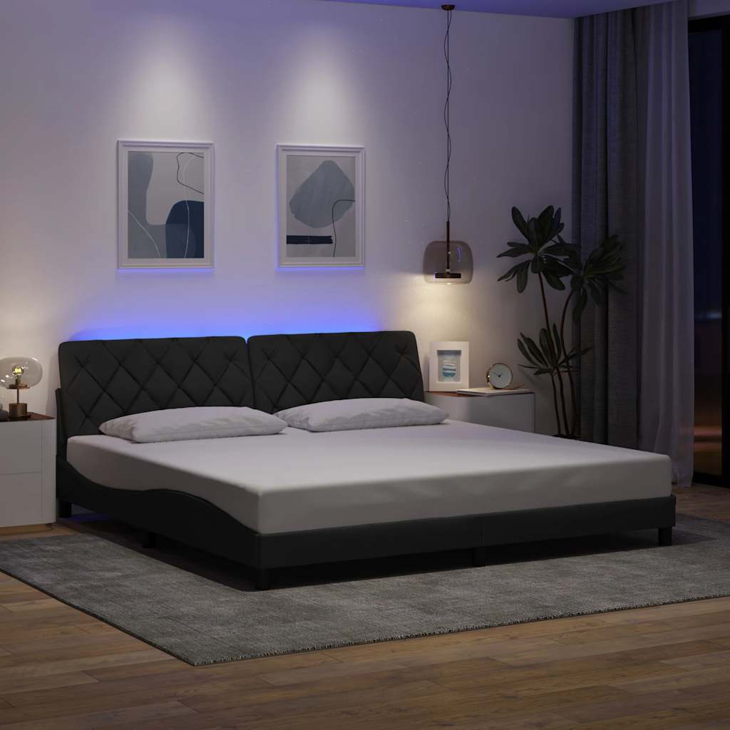 vidaXL LED Bed Frame without Mattress Dark Grey 200x200 cm Fabric