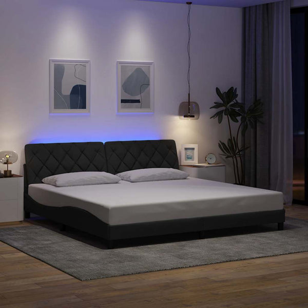 vidaXL LED Bed Frame without Mattress Dark Grey 200x200 cm Fabric