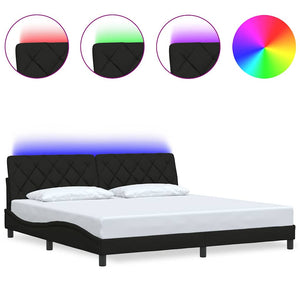 vidaXL LED Bed Frame without Mattress Black 200x200 cm Fabric