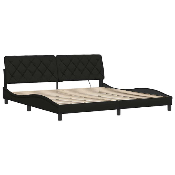 vidaXL LED Bed Frame without Mattress Black 200x200 cm Fabric