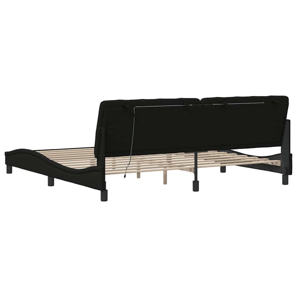 vidaXL LED Bed Frame without Mattress Black 200x200 cm Fabric