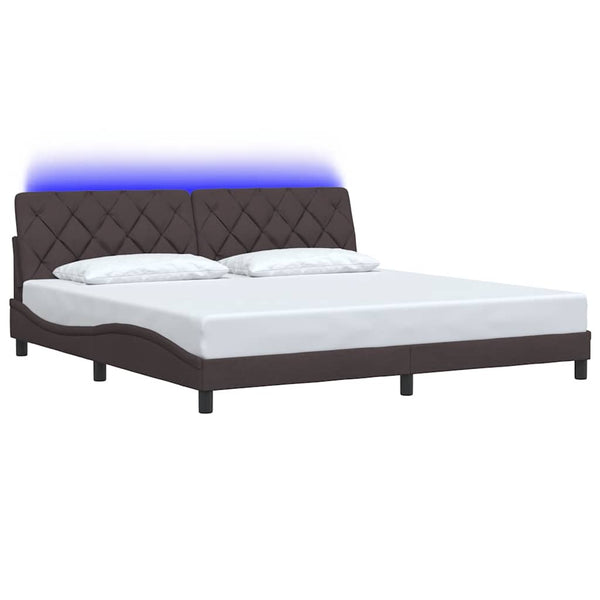 vidaXL LED Bed Frame without Mattress Dark Brown 200x200 cm Fabric
