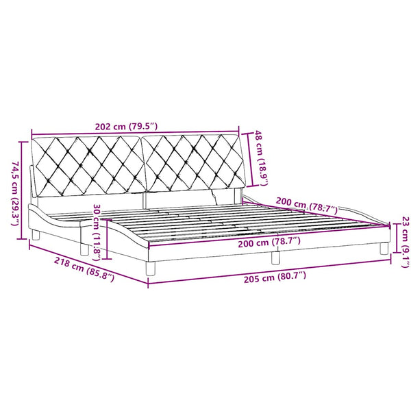 vidaXL LED Bed Frame without Mattress Dark Brown 200x200 cm Fabric