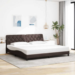 vidaXL LED Bed Frame without Mattress Dark Brown 200x200 cm Fabric