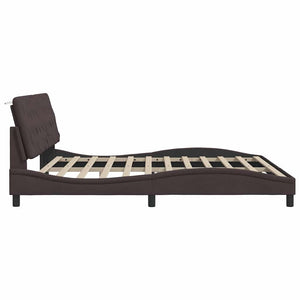 vidaXL LED Bed Frame without Mattress Dark Brown 200x200 cm Fabric