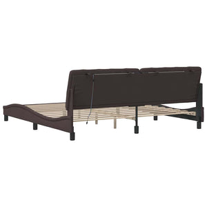vidaXL LED Bed Frame without Mattress Dark Brown 200x200 cm Fabric