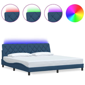vidaXL LED Bed Frame without Mattress Blue 200x200 cm Fabric