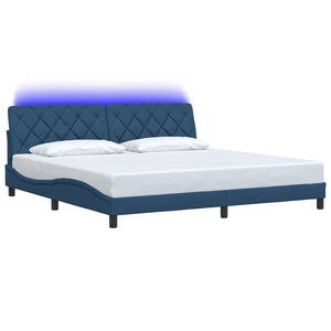 vidaXL LED Bed Frame without Mattress Blue 200x200 cm Fabric