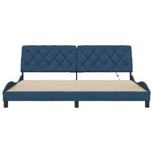 vidaXL LED Bed Frame without Mattress Blue 200x200 cm Fabric