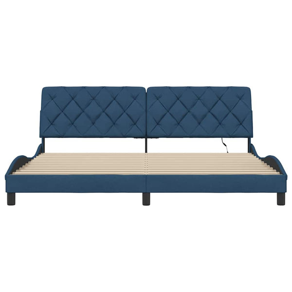 vidaXL LED Bed Frame without Mattress Blue 200x200 cm Fabric