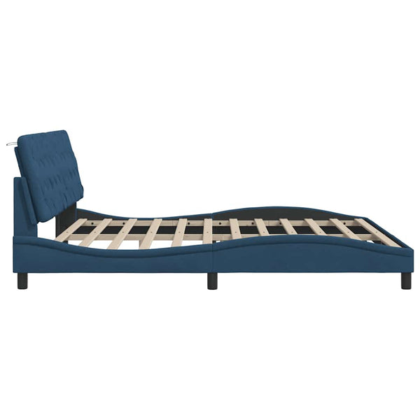 vidaXL LED Bed Frame without Mattress Blue 200x200 cm Fabric