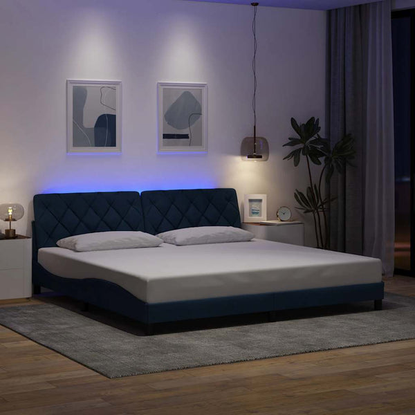 vidaXL LED Bed Frame without Mattress Blue 200x200 cm Fabric