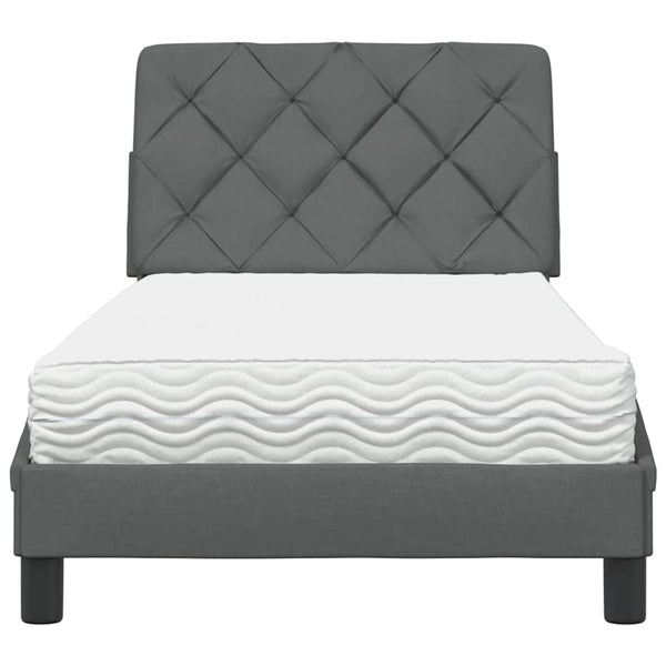 vidaXL Bed with Mattress Dark Grey 80x200 cm Fabric