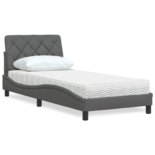 vidaXL Bed with Mattress Dark Grey 80x200 cm Fabric