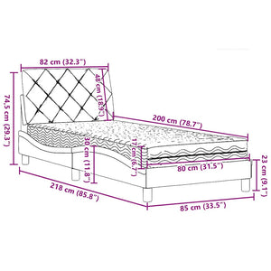 vidaXL Bed with Mattress Dark Brown 80x200 cm Fabric