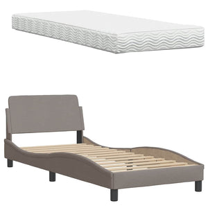 vidaXL Bed with Mattress Taupe 80x200 cm Fabric