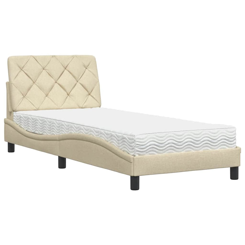 vidaXL Bed with Mattress Cream 80x200 cm Fabric
