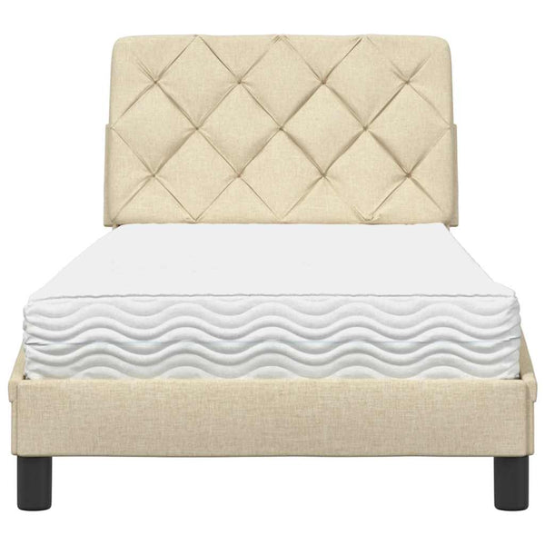 vidaXL Bed with Mattress Cream 80x200 cm Fabric