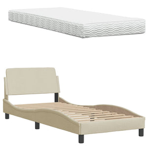 vidaXL Bed with Mattress Cream 80x200 cm Fabric