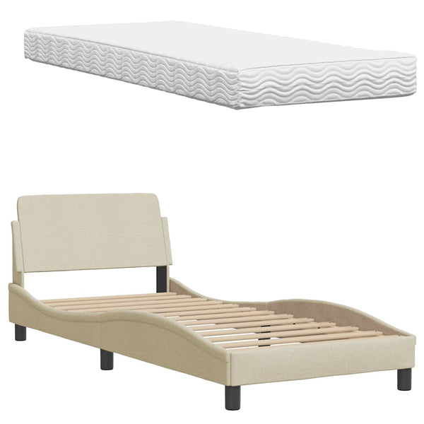 vidaXL Bed with Mattress Cream 80x200 cm Fabric