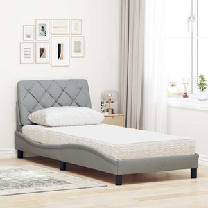 vidaXL Bed with Mattress Light Gray 90x190 cm Fabric