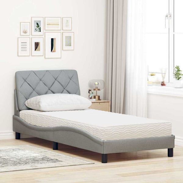 vidaXL Bed with Mattress Light Gray 90x190 cm Fabric