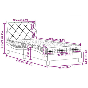 vidaXL Bed with Mattress Light Gray 90x190 cm Fabric