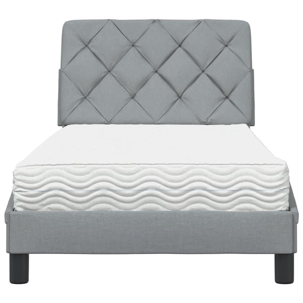 vidaXL Bed with Mattress Light Gray 90x190 cm Fabric