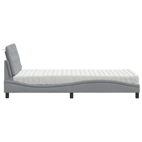 vidaXL Bed with Mattress Light Gray 90x190 cm Fabric