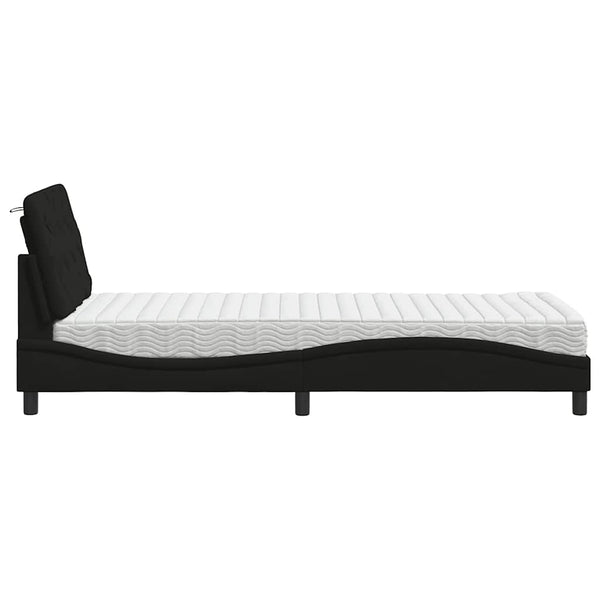 vidaXL Bed with Mattress Black 90x190 cm Fabric