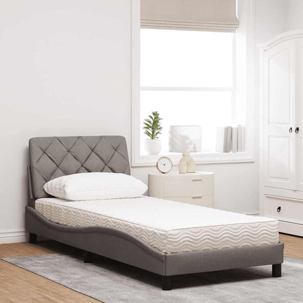 vidaXL Bed with Mattress Taupe 90x190 cm Fabric