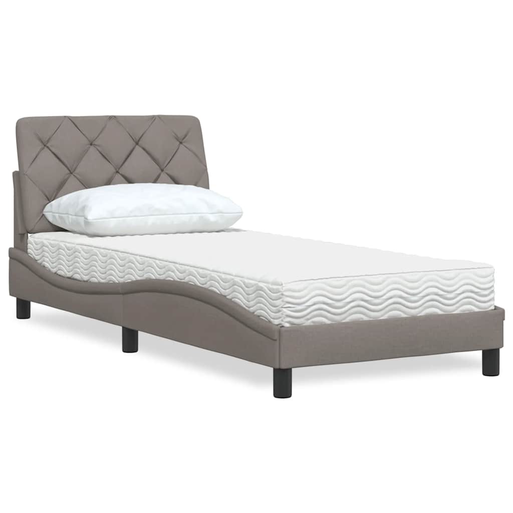 vidaXL Bed with Mattress Taupe 90x190 cm Fabric