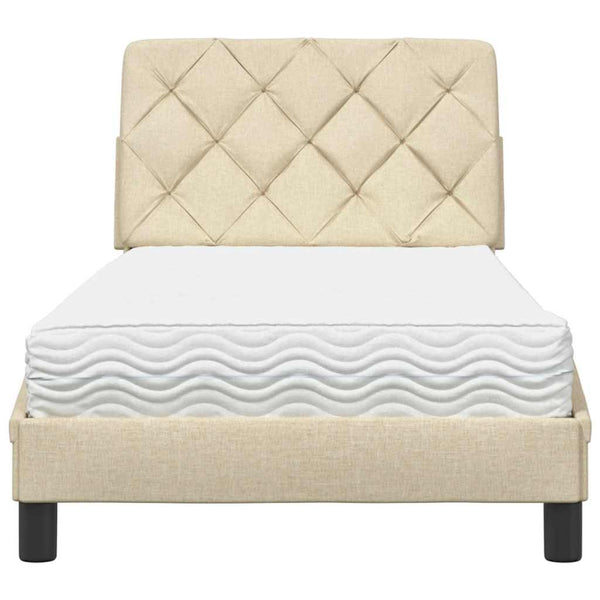 vidaXL Bed with Mattress Cream 90x190 cm Fabric