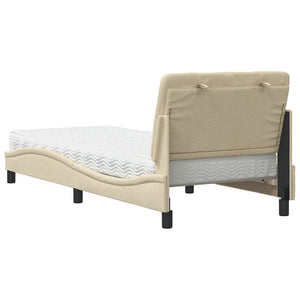 vidaXL Bed with Mattress Cream 90x190 cm Fabric