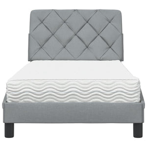 vidaXL Bed with Mattress Light Gray 90x200 cm Fabric