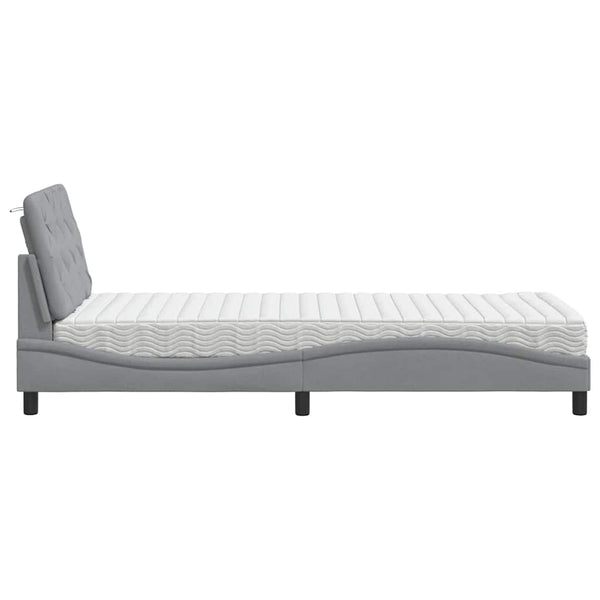 vidaXL Bed with Mattress Light Gray 90x200 cm Fabric