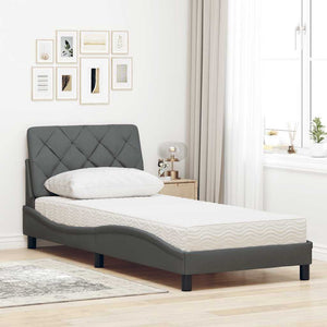 vidaXL Bed with Mattress Dark Grey 90x200 cm Fabric