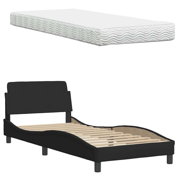 vidaXL Bed with Mattress Black 90x200 cm Fabric