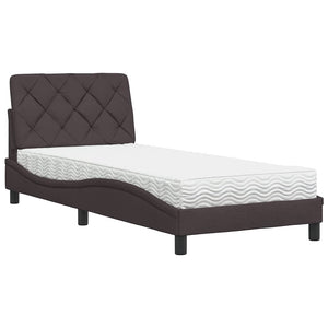 vidaXL Bed with Mattress Dark Brown 90x200 cm Fabric