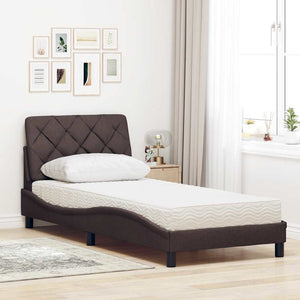 vidaXL Bed with Mattress Dark Brown 90x200 cm Fabric