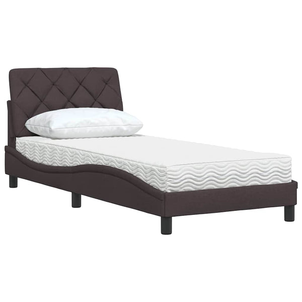 vidaXL Bed with Mattress Dark Brown 90x200 cm Fabric